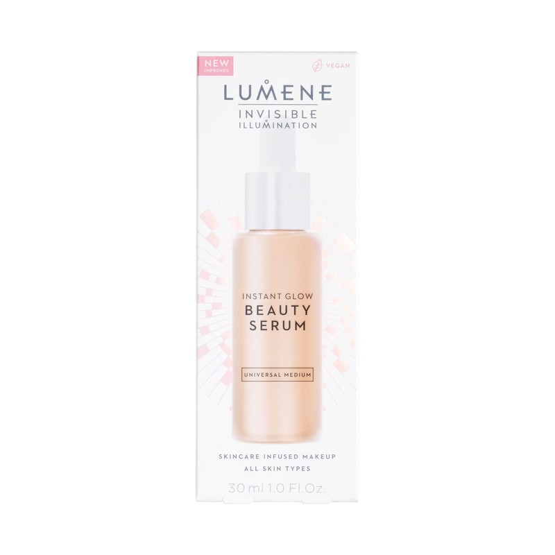 LUMENE Invisible Illumination Glow Beauty Serum Liquid Foundation, Vegan, Universal