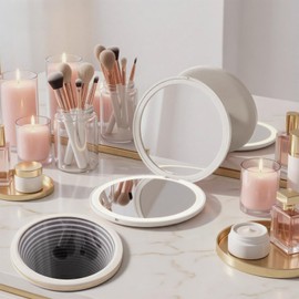 Infinity Mirror 3 Color LED Rechargeable Daily Outdoor Makeup Touch Up White
