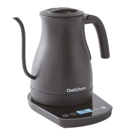 Chef'sChoice Electric Kettle Gooseneck Style Perfect for Pour-Overs Stainless Steel Construction 1200 Watts with Auto-Shutoff & Boil-Dry Protection, 1-Quart, Black