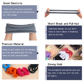 High elastic Hair Ties100 Pcs Thick Seamless Hair Ties Ponytail Holders Hair Accessories No Damage for Thick Hair (Black-White Color)