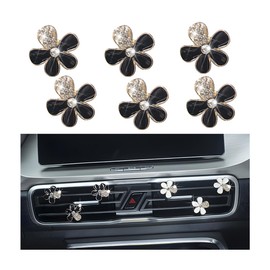 LKAHG 6Pcs Decorations Flower Clips for Car Air Vent, Cute Colorful Flower Decor for Women Girls, Clip on Air Conditioning Outlet, Auto Interior Accessories Universal for Most Vehicles (Black)