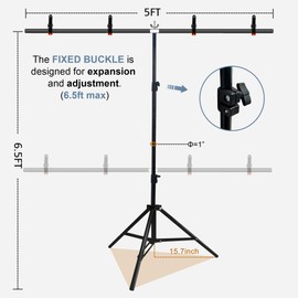 6.5 x 5ft T-Shaped Backdrop Stand with Abstract Light Blue 6.5 x 5ft Professional Photography Backdrop,Adjustable Backdrop Stand Kit with 4 Spring Clamps,Portable Handbag (2 in 1)