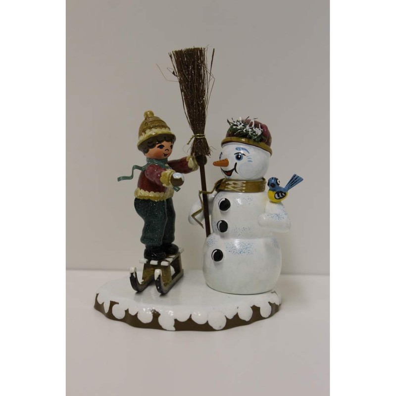 Kleine Figuren & Miniaturen Winterkinder Junge mit Schneemann - 11cm