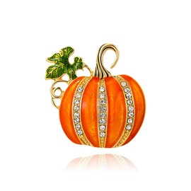 Rhinestone Pumpkin Brooch Pin for Women,Thanksgiving Fall Pumpkin Brooches Lapel Pins for Hat Bag Suit Dress Cute Enamel Pumpkin Pin Autumn Holiday Thanksgiving Jewelry Accessories (Orange)