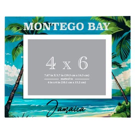 R and R Imports Montego Bay Jamaica Design B Souvenir Wooden Photo Frame Matted 4 x 6 Inch Single