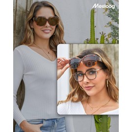 Meeloog Fit Over Glasses Sunglasses For Women Oversized Polarized Sunglasses Over Glasses Driving Sun Shades MST6494 (Gradient light blue purple lens)