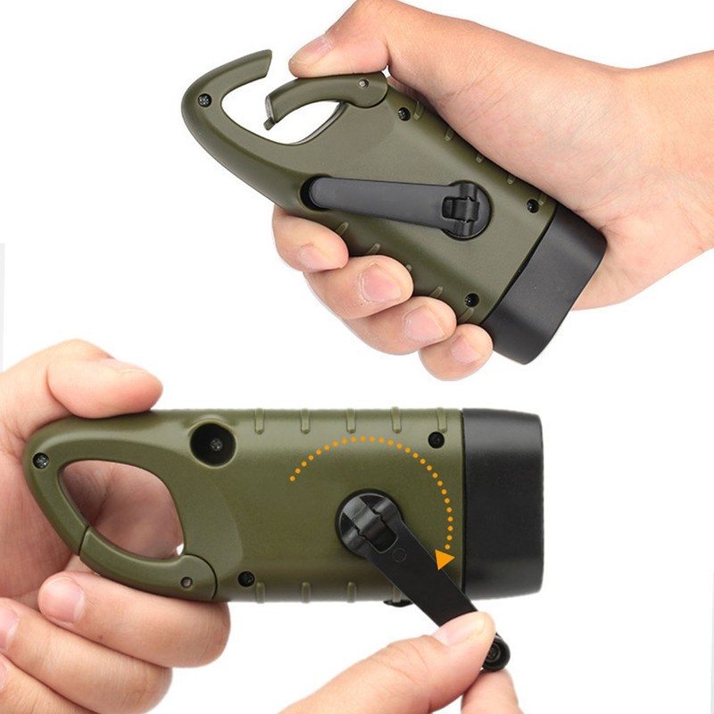 Solar Hand Crank Flashlight Emergency LED Portable Torch for Climbing
