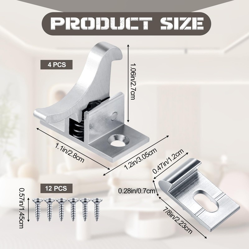 Lounsweer 8 Pcs Brass Heavy Duty Cabinet Door Latch Closets