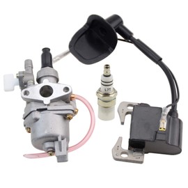 GOOFIT Carburetor with Ignition Coil Spark Plug Replacement for 2 Stroke 47cc 49cc Pocket Bike Super Bike Mini Quad