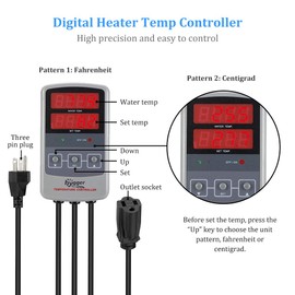 hygger Pinpoint Saltwater Aquarium Heater with Digital Thermostat IC Temp Controller, Titanium Tube Submersible Fish Tank Heater for Coral Reef 200 Watt