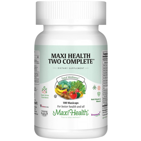 Maxi Health Two Complete - Multivitamins and Minerals - Full Potency - 180 Capsules - Kosher