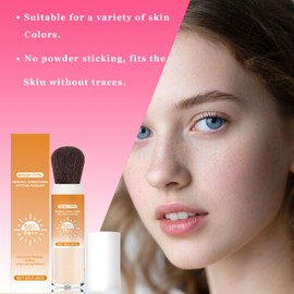 Mineral Sunscreen Setting Powder, SPF 50 Transparent Brush Powder, Long-Lasting,Lightweight Breathable, Oil Control Natural Matte, Suitable for Face, Scalp & Hair