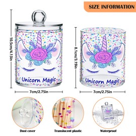ZOEO Bathroom Canister Set of 2, Unicorn Magic Tiara Clear Plastic Jars Holder Dispenser Farmhouse Sugar Storage Countertop With Airtight Lids, Kitchen Theme Decor