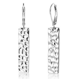 ALEXCRAFT 925 Sterling Silver Dangle Drop Earrings for Women, Hypoallergenic Lightweight Trendy Sterling Silver French Hook Leverback Earrings Long Hammer Bar Drop Earing for Women Statement Jewelry