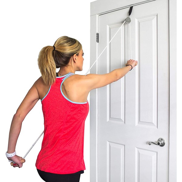 DMI Shoulder Pulley Over the Door for Physical & Shoulder Rehab, Occupational Therapy Aid with Easy Grip Handles, White