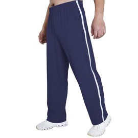 Tear Away Pants for Men's Side Zipper Leg Breakaway Pants Post Surgery Foley Catheter Pants Adaptive Clothing Wide Leg Zip Off Sweatpants Navy Blue