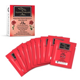 Karma Halal Nail Polish Remover Wipes with Rose Oil; Non-Toxic, Vegan, Cruelty-Free – Pack of 10