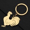 RAIDIN Stainless Steel 18K Gold Plated Hen Rooster Chicken Keychains