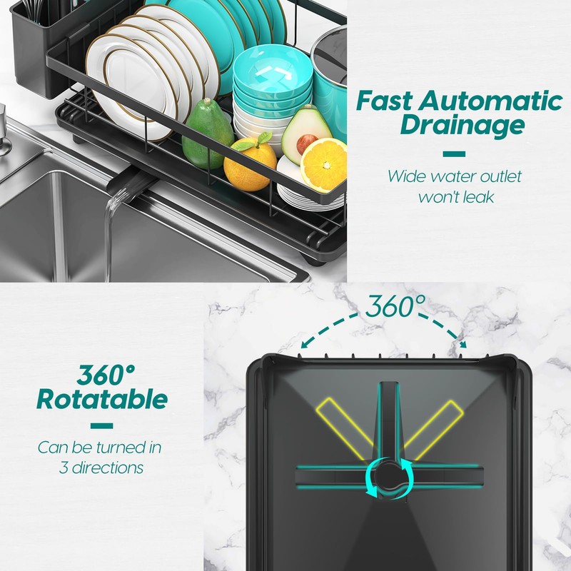 MERRYBOX Dish Drying Rack Large Capacity 2 Tier Dish Drying