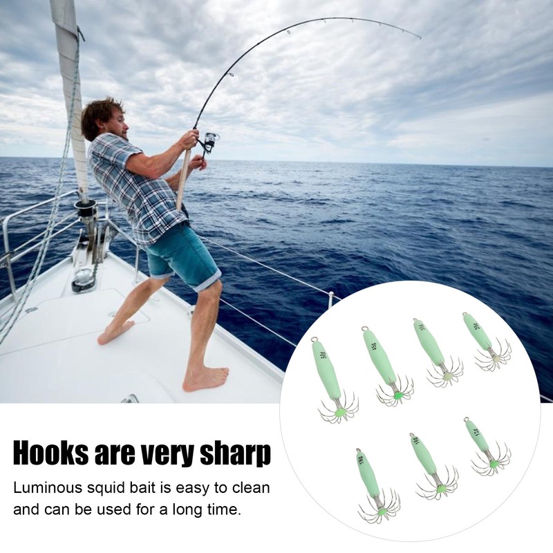 7 PCS Luminous Squid Jig 12 Hooks Stainless Steel Easy