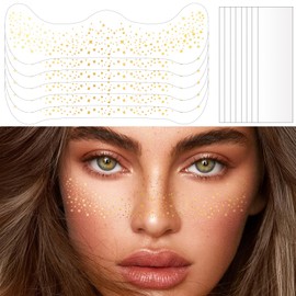 Glitter Freckles X6 + Cleaning Sticker X8，Face Glitter 【One-Second Remove】【Waterproof】【No-Stimulation】 Sparkle Freckles for Women，Pattern A