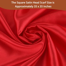 JIEYAO 35" Square Head Scarf for Women, Large Polyester Hair Bandana, Solid Color Head Scarves Sleeping Head Wraps for Women (Red)