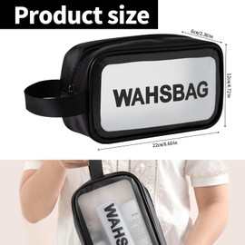 Waterproof Wash Bag, Clear Toiletry Bag Washbag Womens for Travelling PVC Makeup Bag with Handle Portable Travel Wash Bag Small Shower Bag for Women Girls