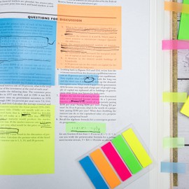 ZORRA 450PCS Transparent Sticky Notes, 5 Color Transparent Notes Sticky Tabs, 2 Sizes Self Stick Note Pads for Students, Reading, Learning, School and Office(3×3 in, 1.8×0.5 in)