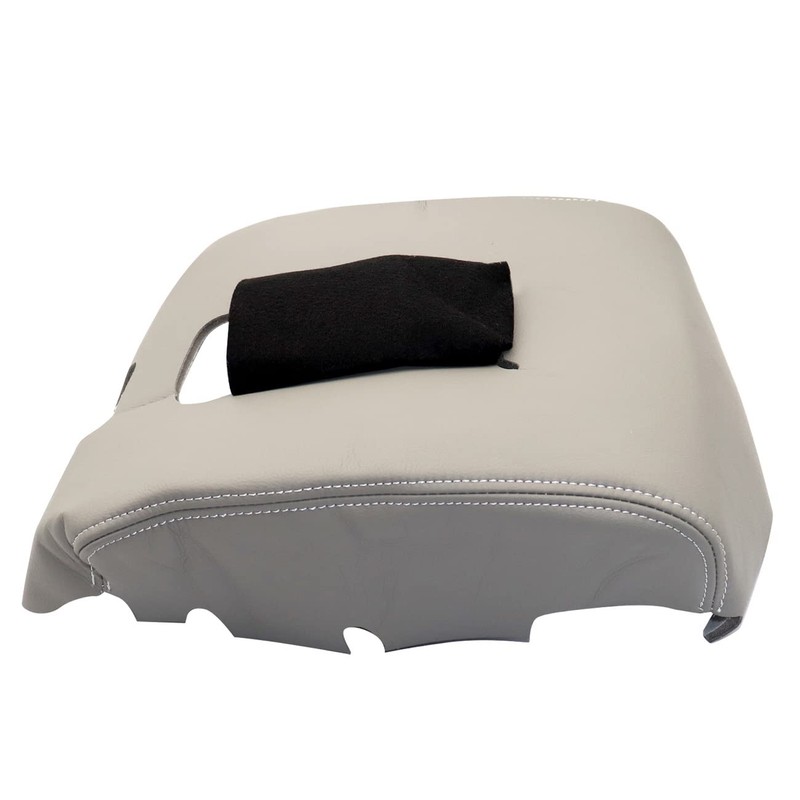 Priprilod Light Gray Leather Center Console Leather Lid Armrest Cover