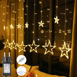 GlobaLink LED Fairy Light Curtain, 8 Modes with Plug for Indoor/Outdoor Party, Wedding, Garden, Room Decoration: Warm White