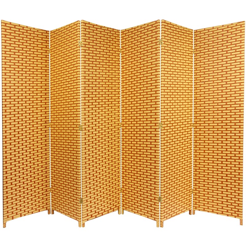 Red Lantern 6 ft. Tall Woven Fiber Natural/Rust-6 Panel Room