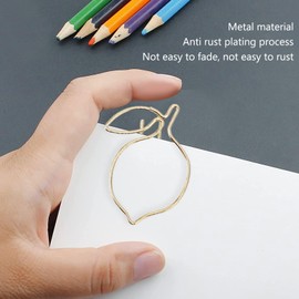 Pack of 100 Paper Clips, Cute Lemon Design Golden Bookmark Clips with Storage Box for Office, Home, Classroom