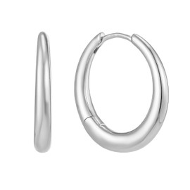 Brandlinger ® Gold Chunky Hoop Earrings Gold Jewellery Women's 18 Carat (Silver and Gold) for Women and Girls Outer Diameter 25 mm, Brass