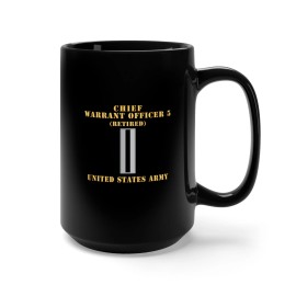MIP Black Mug 15oz - Army - Chief Warrant Officer 5 - CW05 - Retired - Flat - X 300
