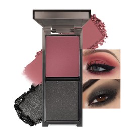 CAKAILA Wine Red Black Two Color Matte Shimmer Eyeshadow,Bright High Pigment Eye Shadow Powder,Professional Long-Lasting Waterproof Makeup Palette,Blendable,Easy-To-Apply and Compact for Travel