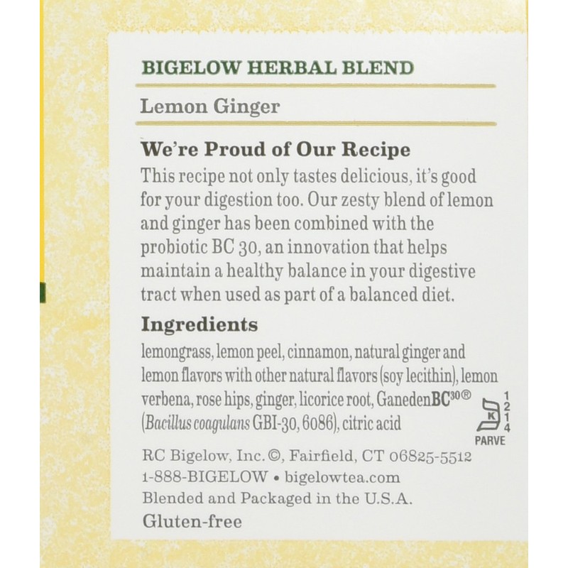 Bigelow Herbal Lemon Ginger Tea, 1.39 Ounce (Pack of 6)
