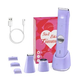 Cortadora de bikini para mujer, maquinillas de afeitar sin dolor 3 en 1, afeitadora eléctrica para piernas, cuerpo, axilas púbicas, afeitado facial, hoja de cerámica, afeitado suave y suave, base de