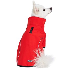 Blueberry Pet Windproof Waterproof Reflective Softshell Dog Jacket, Red, Back Length 12.5", Size 10, Warm & Lightweight Winter Outdoor Windbreaker Coats Raincoats for Dogs