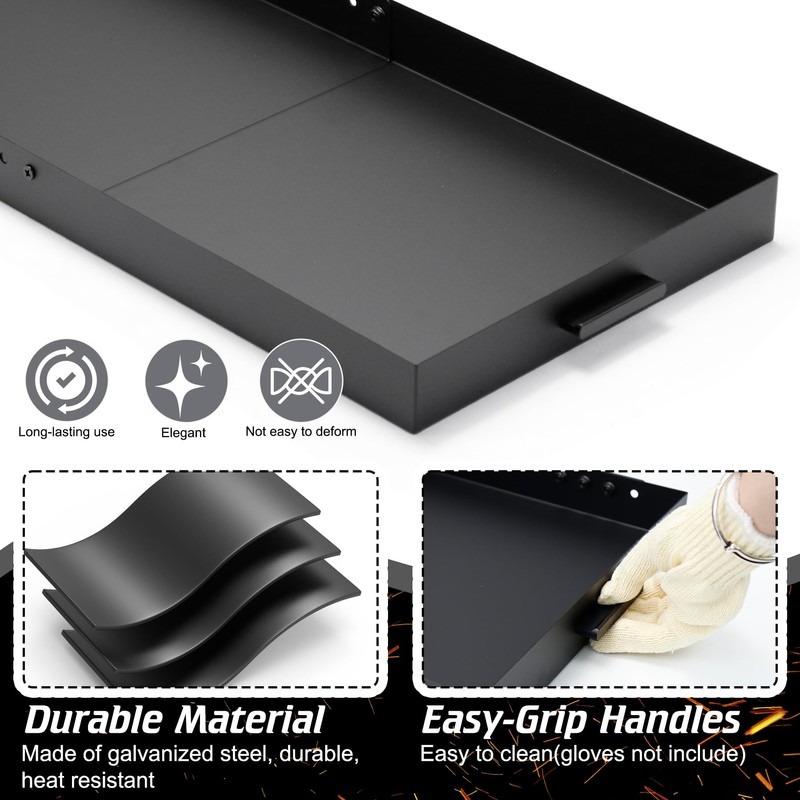 Daisypower Fireplace Tray with Handles, Expandable/Adjustable Ash Pan Ember Holder,