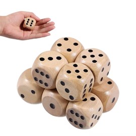 Fonyiunce Pack of 12 Wooden Dice, Large Game Dice, Natural Wooden Dice, Card Game, Party Game Accessories, 30 x 30 x 30 mm, for Card Games, Party Games, Children's Games Accessories