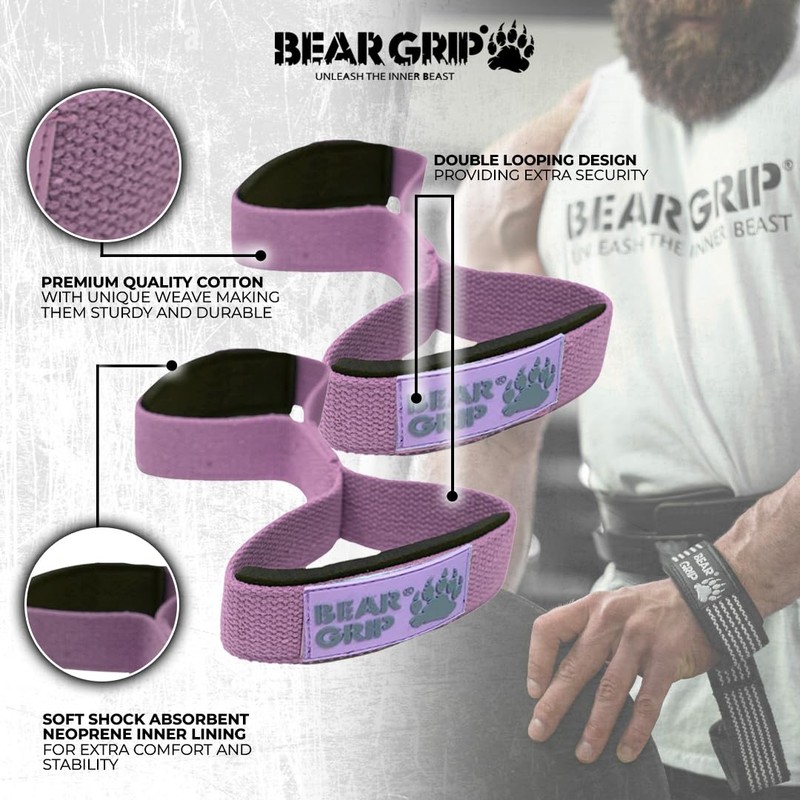 BEAR GRIP - High Quality Figure-8 Weight Lifting Straps (Sold