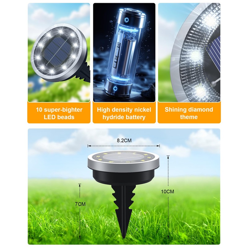 Solar Lights Outdoor Garden, 8 Pack Solar Ground Lights Pathway