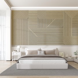 Casaphoria 4 Pack 23.6" x 23.6" Wood Slat Wall Panels, Soundproof Wooden Wall Panels, Acoustic Panels for Wall, 3D Fluted Wood Panels for Interior Wall Decor, Living Room, Bedroom, Office, Oak