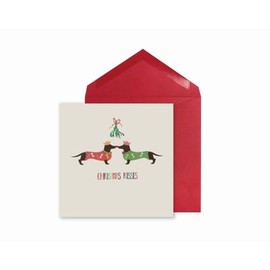NIQUEA.D, Dogs Under Mistletoe Christmas Card
