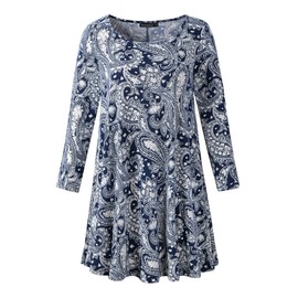 Veranee playera tipo túnica con vuelo, manga 3/4 para mujer, talla grande, 16-21, XXXL
