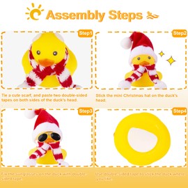 MuMyer Christmas Rubber Ducks Car Ornaments, Mini Yellow Duck Car Dashboard Decorations with Hat Scarf and Sunglasses for Winner Home Christmas Decor, 2 Inches(C4)