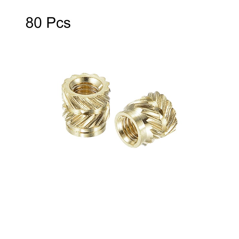 sourcing map Knurled Insert Nut M3 x 5mm L x