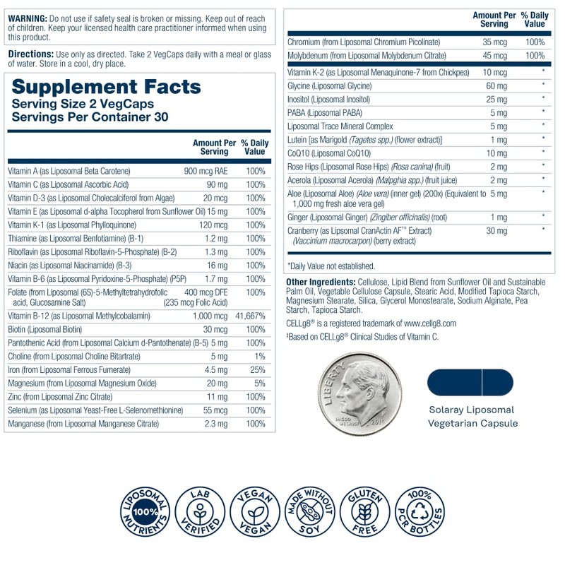 SOLARAY Liposomal Multivitamin for Women 50 Plus, Enhanced Absorption with