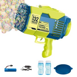 Bubble Blower 132 Holes Electric Bubble Shooting Toy with LED Light Automatic Bubble Machine Party Favors Summer Outdoor Toy Gift for Kids