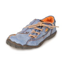 TMA EYES Zapatos casuales de piel con cordones laterales y suela de cinco dedos, Azul / Patchwork, 7.5 US